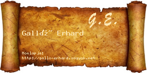 Galló Erhard névjegykártya
